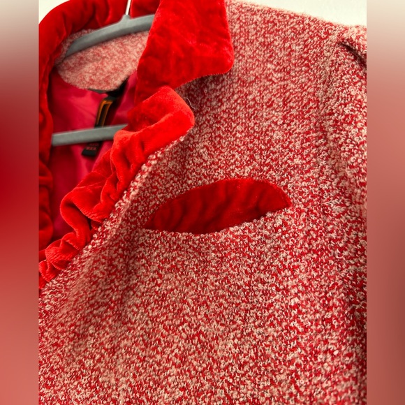 Vintage Velvet Trim Crop Jacket Antique Buttons and Pockets Medium - Picture 8 of 10